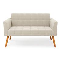 Namoradeira 2 Lugares Pé Palito Castanho Elisa Bouclê D03 - D?rossi Cor Bege - 5