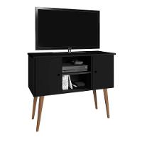 Rack Viena Para Tvs De Até 40 Polegadas Com Pés Em Madeira Maciça - 2 Portas - Preto - 2