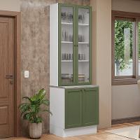 Kit Balcão + Cristaleira 70 Cm Vik Madesa 02 Branco/verde - 1