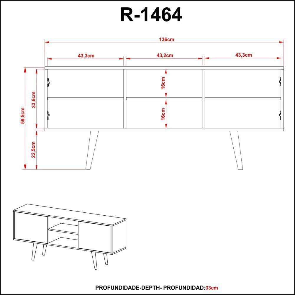 Rack Para Tv Até 42'' Com 2 Portas Amêndoa - 6