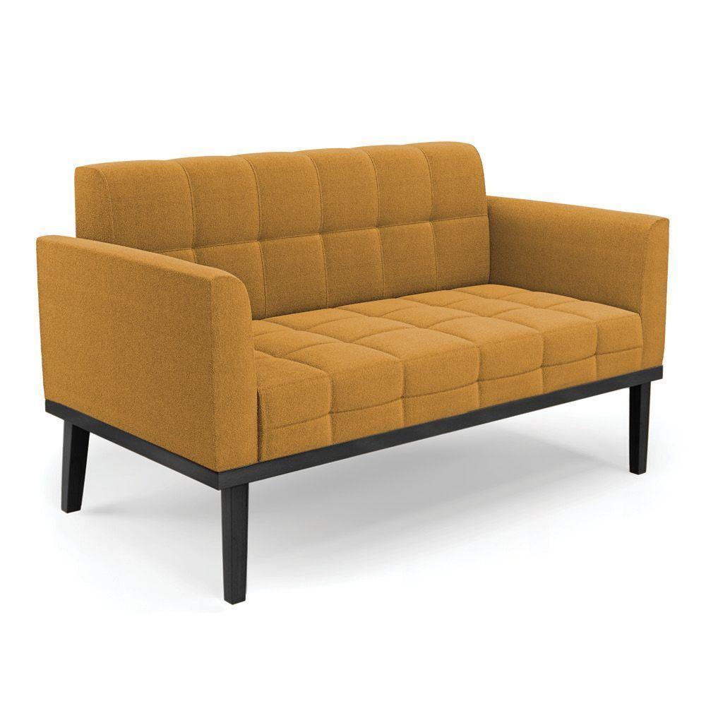 Namoradeira E Poltrona Base Madeira Fixa Pto Elisa Bouclê D03 - D?rossi Cor Mostarda - 6