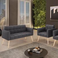 Namoradeira E Poltrona Pé Palito Natural Elisa Bouclê D03 - D?rossi Cor Grafite - 6