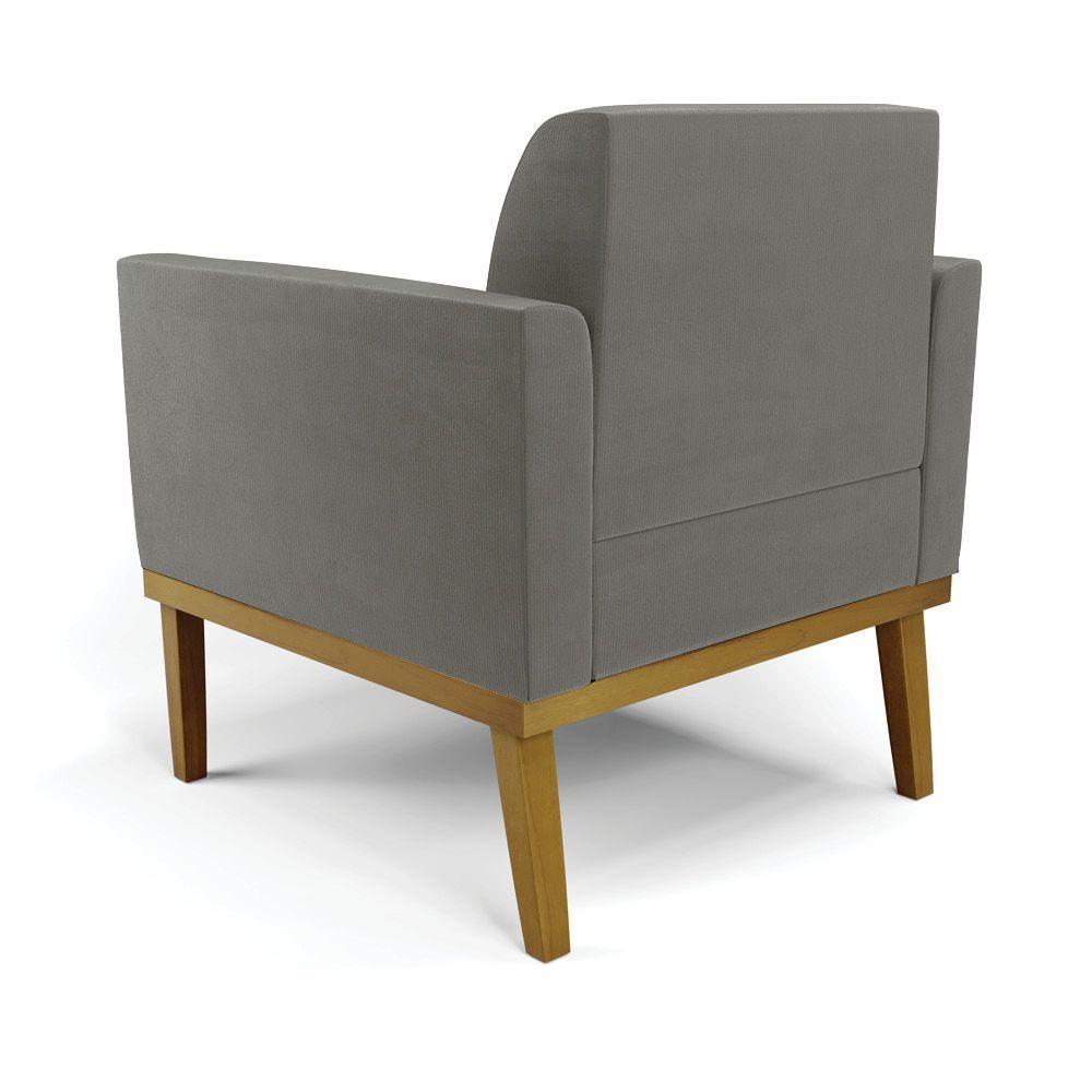 Sofá Namoradeira Com 2 Poltronas Base De Madeira Fixa Castanho Marisa Suede Grafite D03 - D?rossi - 2