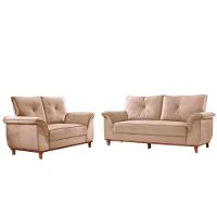 Conjunto De Sofá 2 E 3 Lugares Trevisso Suede Bege - 1