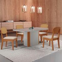 Mesa De Jantar Isadora 120cm Tampo Mdf Vidro Com 4 Cadeiras Veludo Creme/off/nat/serig. Off - 1
