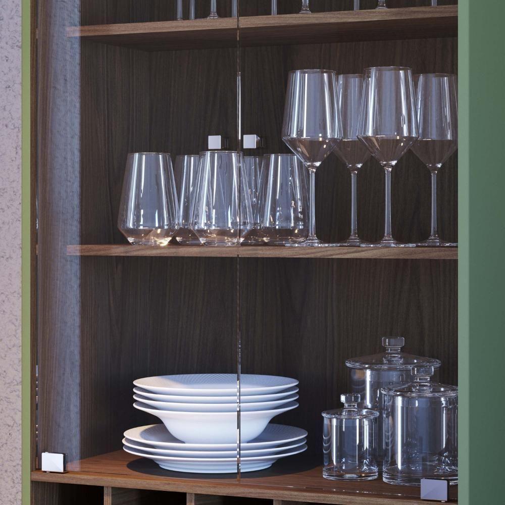 Cristaleira Jurerê 4 Portas Com Adega Amêndoa E Hortelã - 5