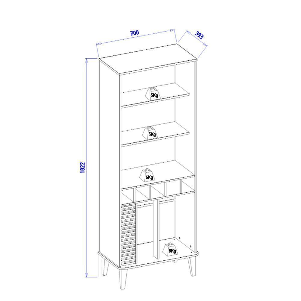 Cristaleira Jurerê 4 Portas Com Adega Amêndoa E Hortelã - 7