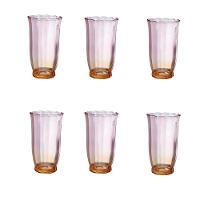 Conjunto 6 Copos Long Drink Peach Dourado C/ Rosa 350 Ml - 1