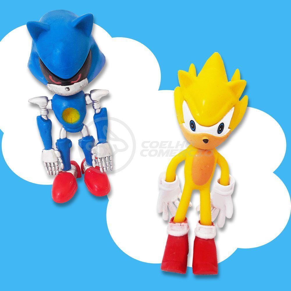 Cartela Sonic The Hedgehog 3 Bonecos Dr Eggman Metal Sonic E Super Sonic Action Figure Miniatura - 2