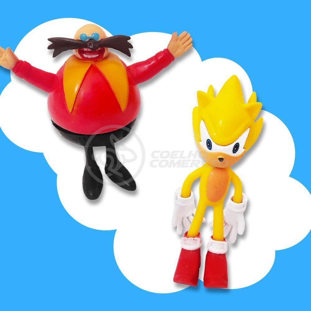 Cartela Sonic The Hedgehog 3 Bonecos Dr Eggman Metal Sonic E Super Sonic Action Figure Miniatura - 4