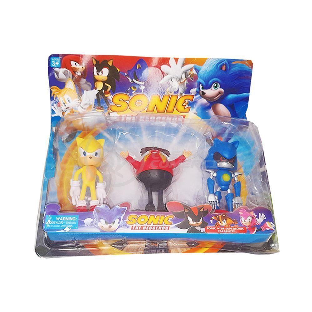 Cartela Sonic The Hedgehog 3 Bonecos Dr Eggman Metal Sonic E Super Sonic Action Figure Miniatura - 5
