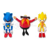 Cartela Sonic The Hedgehog 3 Bonecos Dr Eggman Metal Sonic E Super Sonic Action Figure Miniatura - 1