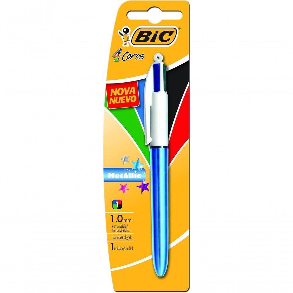 Caneta Bic 4 Cores Ponta Esferográfica Retrátil Média De 1.0mm - 1