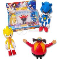 Cartelado Infantil Bonecos Sonic The Hedgehog 3 Miniaturas Super Sonic Dr Eggman E Metal Sonic - 1