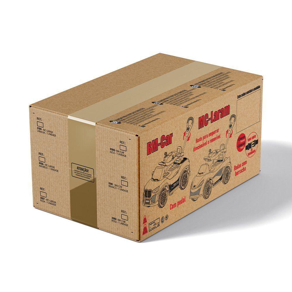 Carrinho Passeio Infantil Bm Car Police Azul Seguro Haste - 3