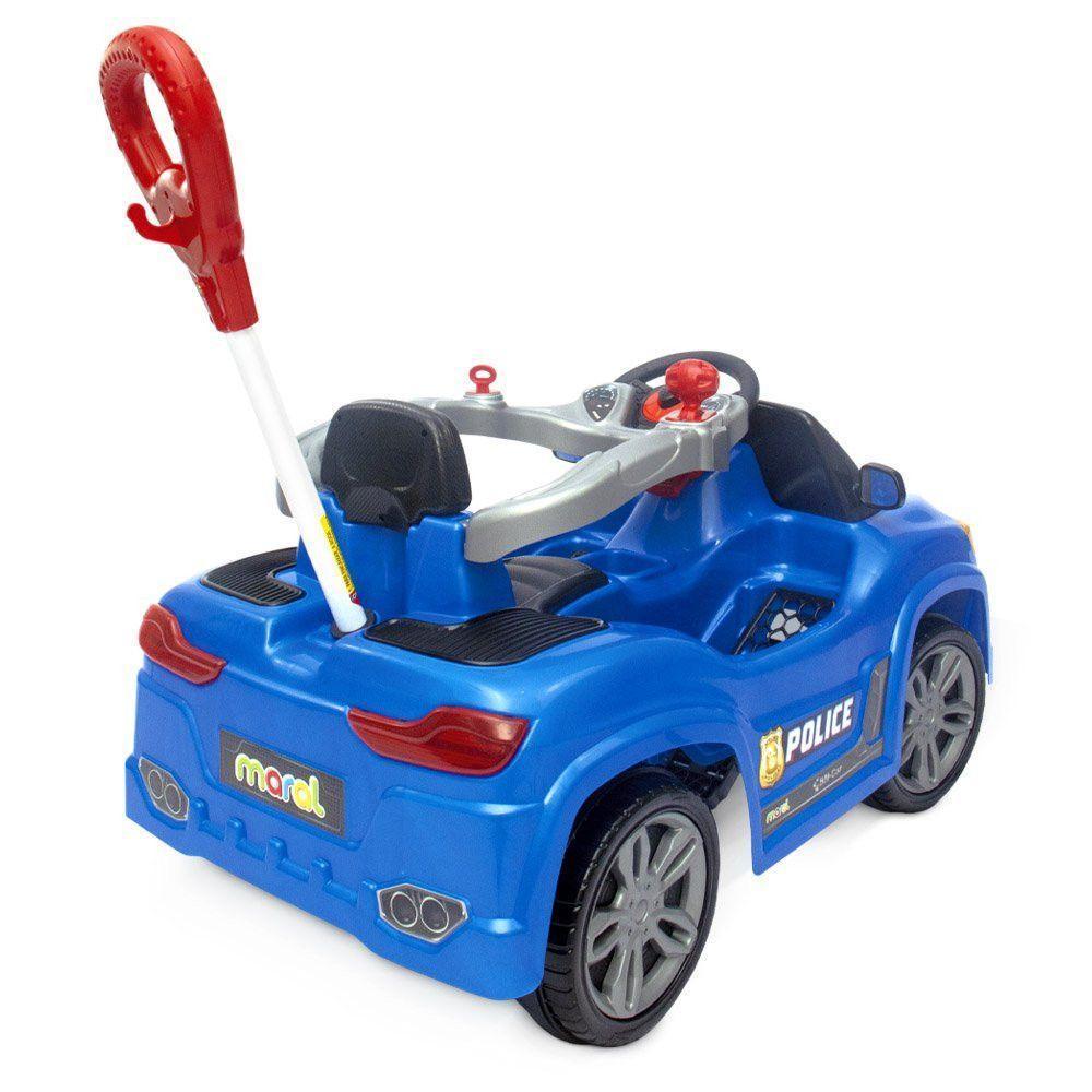 Carrinho Passeio Infantil Bm Car Police Azul Seguro Haste - 4
