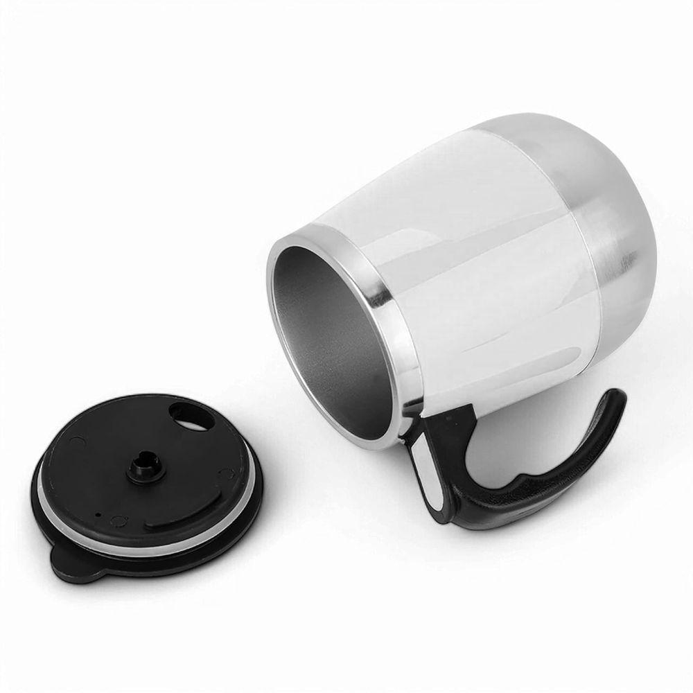 Copo Elétrico Stirring Mug 400ml Caneca Branca Com Mixer Magnético Recarregável De Aço Inox - 3