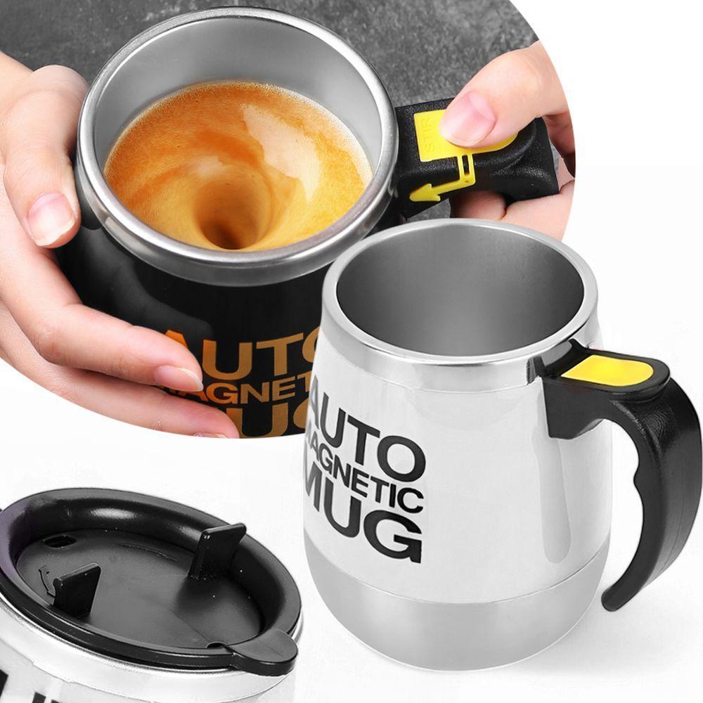 Copo Elétrico Stirring Mug 400ml Caneca Branca Com Mixer Magnético Recarregável De Aço Inox - 5