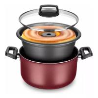 Conjunto Pudim Banho Maria Com Tampa De Vidro 3,2l Cereja - 2