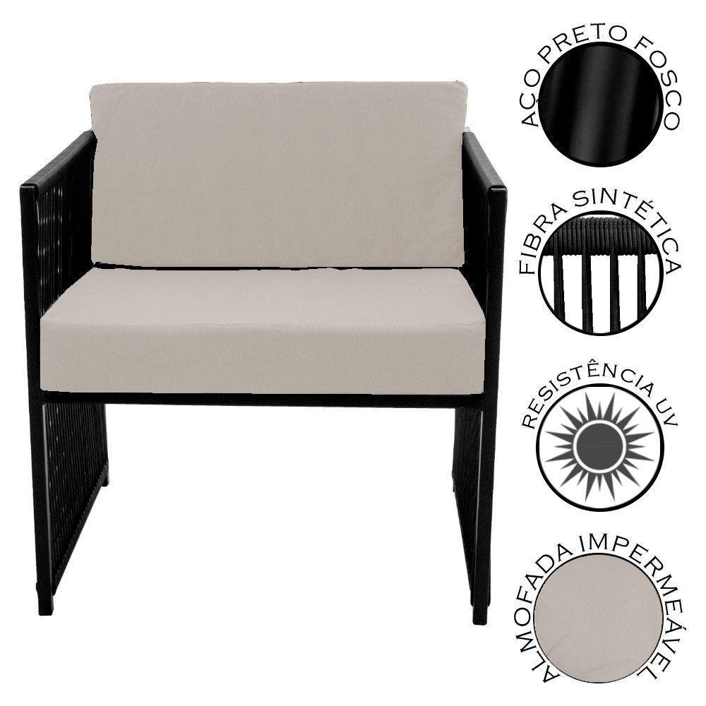 Conjunto Para Area Externa De Fibra Sintética Preto/branco - 3