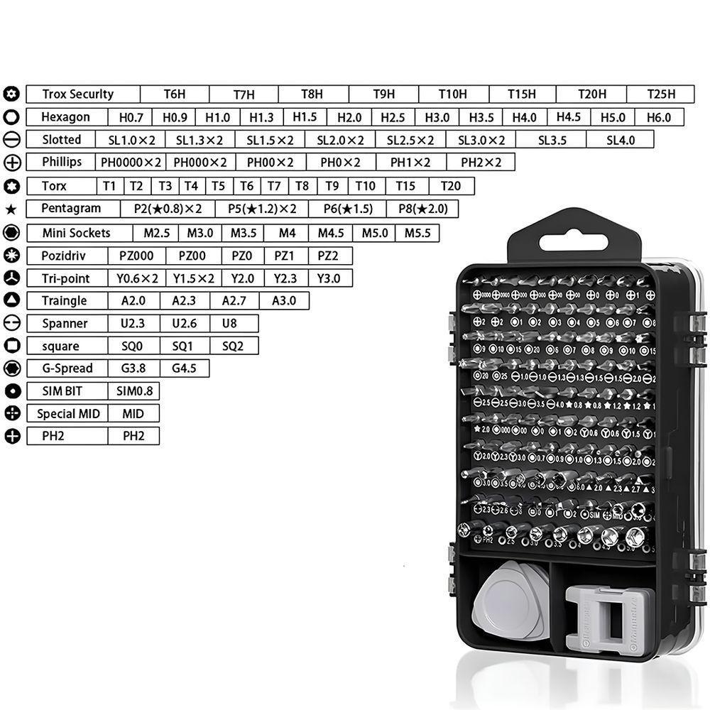 Conjunto 115 Peças De Reparo Chaves De Precisão Para Manutenção De Aparelhos Eletrônicos Pc Celular - 4