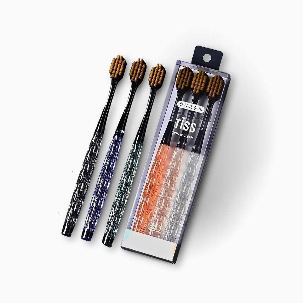 Kit 3 Escovas De Dente Ultra Macia Com Cabo De Cristal - 1