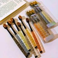 Kit 3 Escovas De Dente Ultra Macia Com Cabo De Cristal