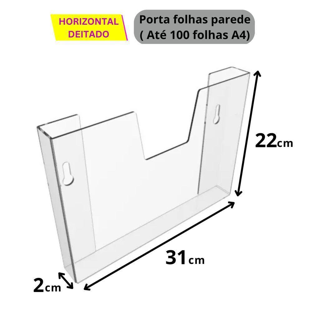 Kit 3 Displays Porta Folha Parede A4 Acrílico Ps Horizontal - 2