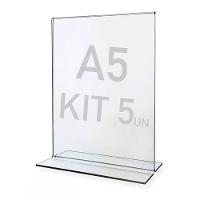Display Expositor T A5 15x21cm Acrílico Ps Balcão 5 Peças - 1