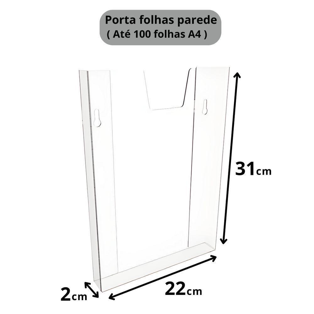 Kit 10 Displays Porta Folha Prontuário Parede A4 Acrílico Ps - 2