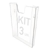 Kit 3 Displays Porta Folha Prontuário Parede A4 Acrílico Ps - 1
