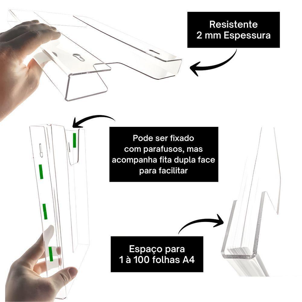 Display Porta Folha Prontuário De Parede A4 Acrílico Ps - 2