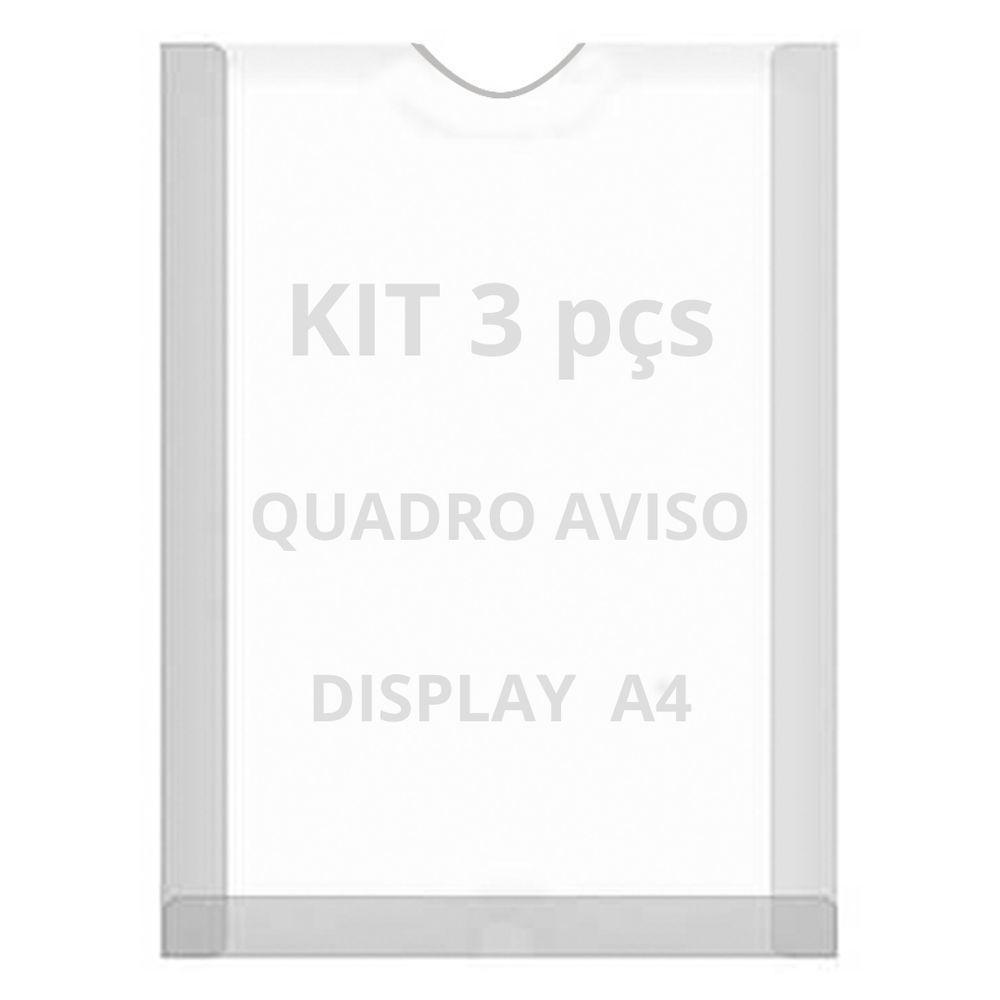 Displays Parede Folha A4 Petg Cristal Quadro Aviso Kit 3 Pçs - 1