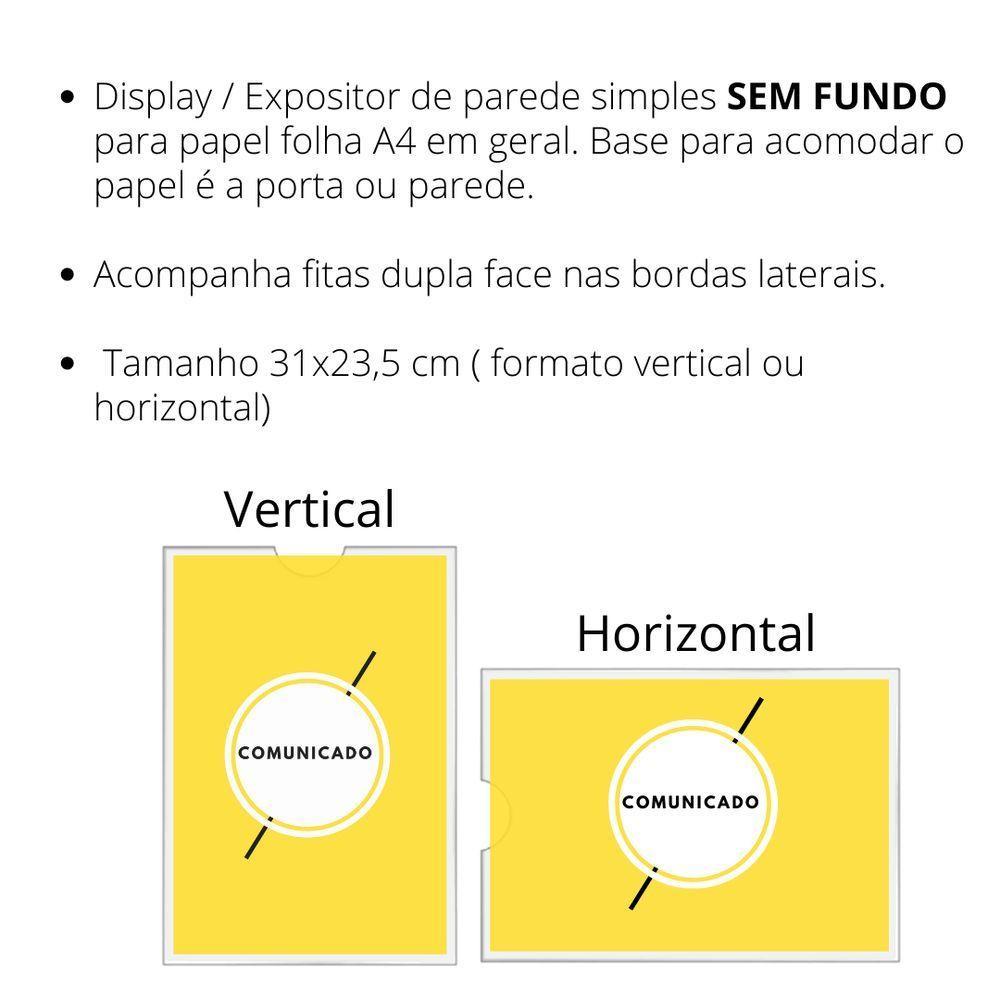 Displays Parede Folha A4 Petg Cristal Quadro Aviso Kit 3 Pçs - 5