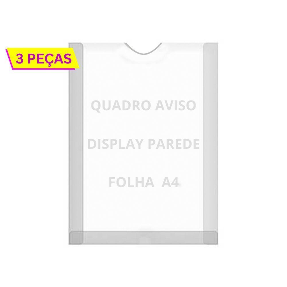 Displays Parede Folha A4 Petg Cristal Quadro Aviso Kit 3 Pçs - 6