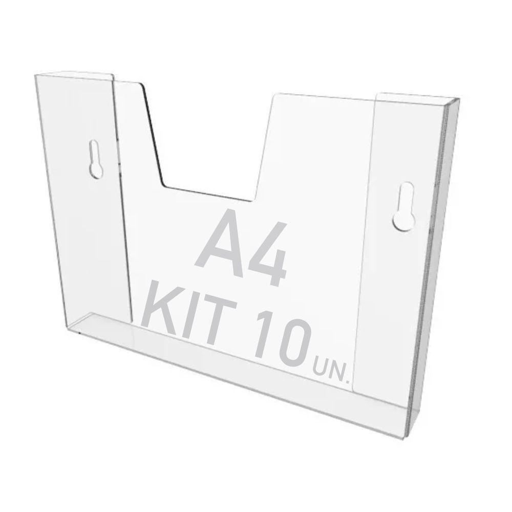 Kit 10 Displays Porta Folha Parede A4 Acrílico Ps Horizontal - 1