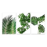 Kit 3 Quadros Decorativos Folhas Folhagem Quarto Sala Placas - 1