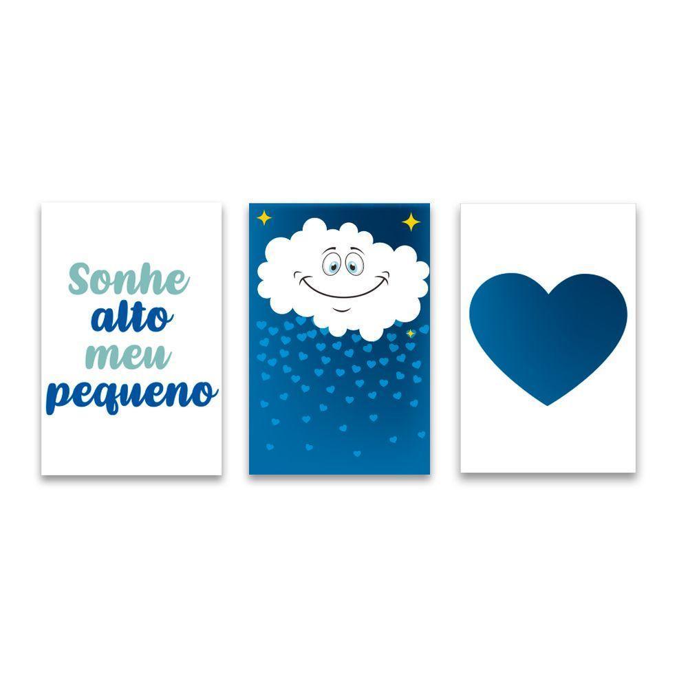 Kit 3 Placas Decorativas Infantil Menino Frase Mdf 20x30 Cm - 1