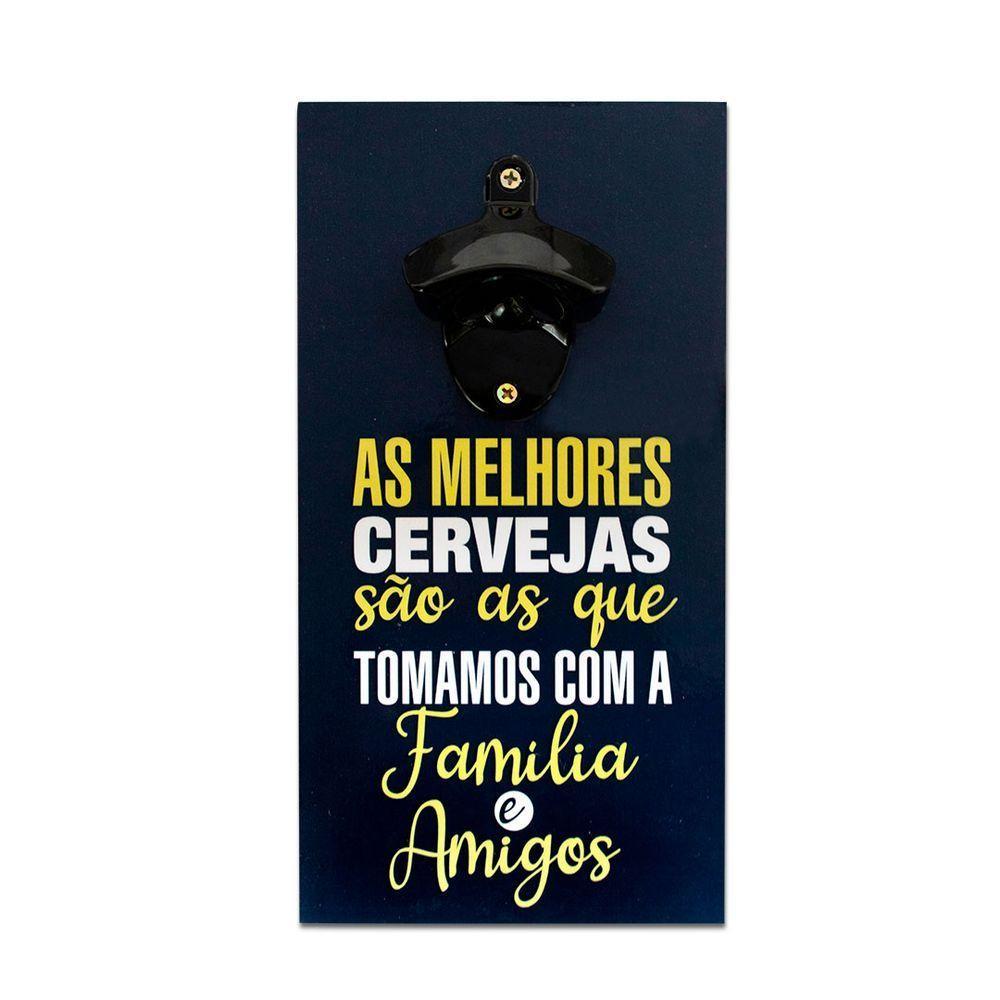 Abridor Garrafas Parede Cerveja Amigos Mdf Com Imã 25x13 Cm - 1