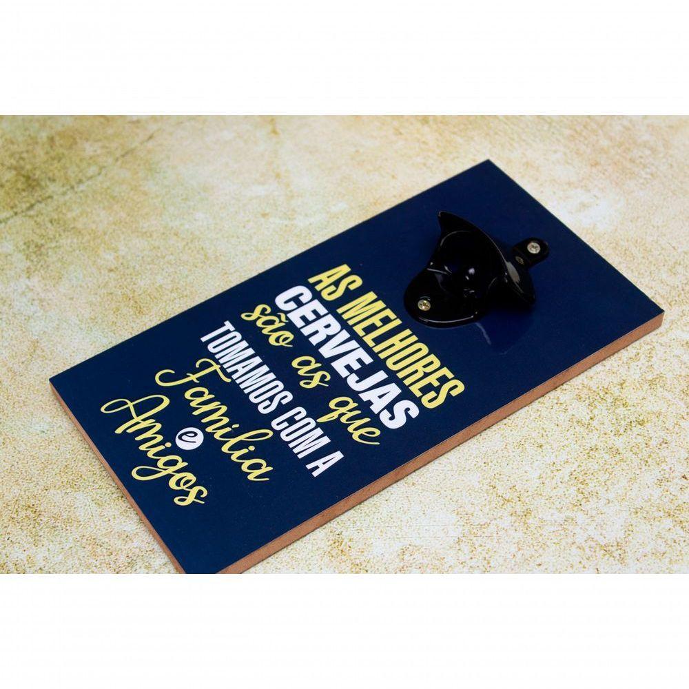 Abridor Garrafas Parede Cerveja Amigos Mdf Com Imã 25x13 Cm - 3