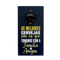 Abridor Garrafas Parede Cerveja Amigos Mdf Com Imã 25x13 Cm - 1