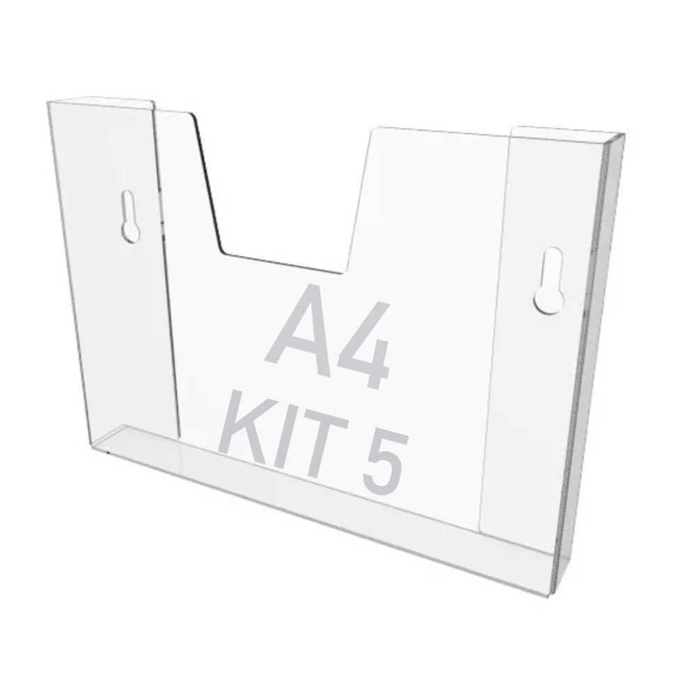 Kit 5 Displays Porta Folha Parede A4 Acrílico Ps Horizontal - 1