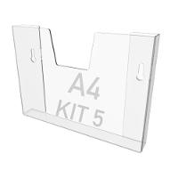 Kit 5 Displays Porta Folha Parede A4 Acrílico Ps Horizontal - 1
