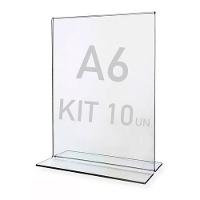 Display Expositor T A6 10x15cm Acrílico Ps Balcão 10 Peças - 1