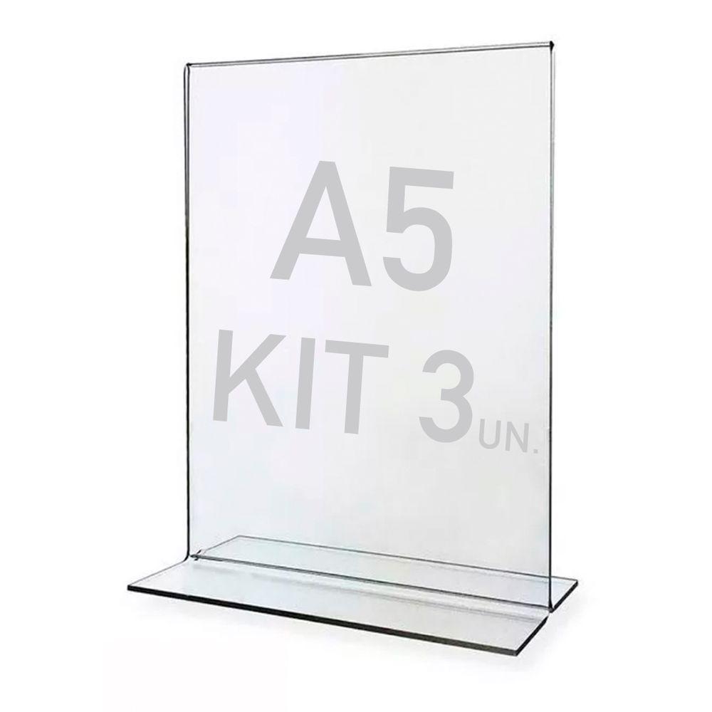Display Expositor T A5 15x21cm Acrílico Ps Balcão 3 Peças - 1