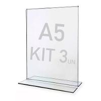 Display Expositor T A5 15x21cm Acrílico Ps Balcão 3 Peças - 1