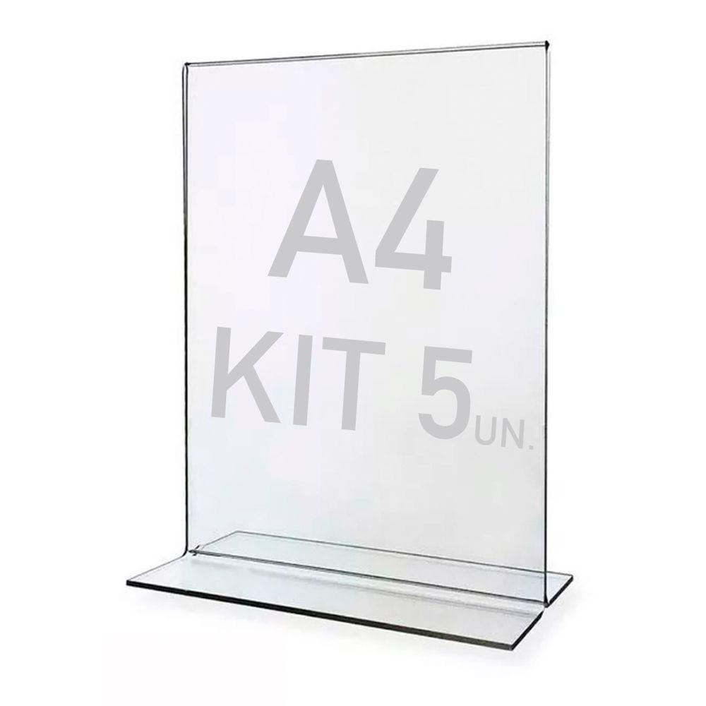 Display Expositor T A4 21x30cm Acrílico Ps Balcão 5 Peças - 1