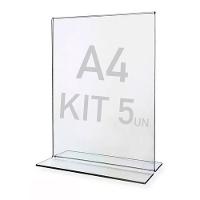 Display Expositor T A4 21x30cm Acrílico Ps Balcão 5 Peças - 1