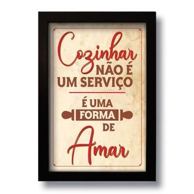 Quadro Decorativo Frase Cozinhar Uma Forma De Amar 33x43 Cm
