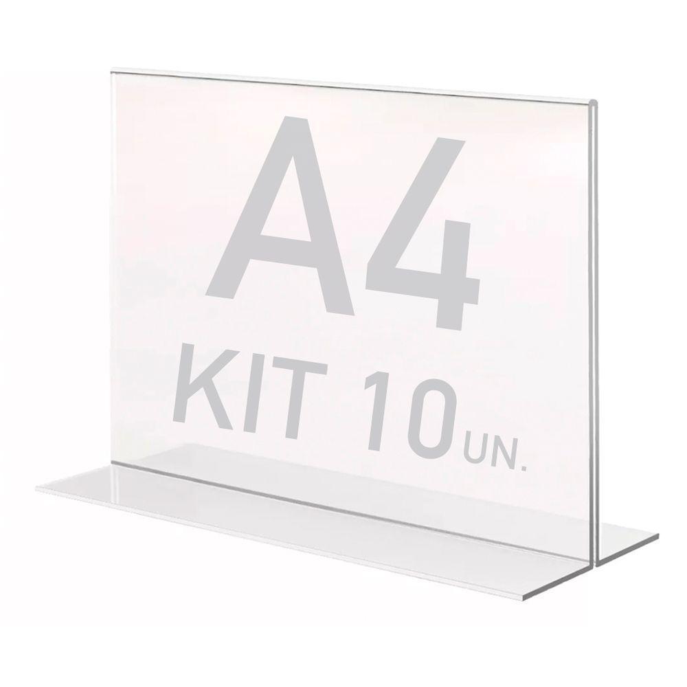 Display Expositor T A4 21x30cm Horizontal Acrílico Ps 10 Pçs - 1